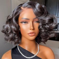 short bouncy loose wave wig Short Lace Front Wigs, Body Lace, Brazilian Hair Wigs, Loose Waves Hair, Short Human Hair Wigs, Remy Human Hair Wigs, Short Bob Wigs, Bob Wig, Short Wigs