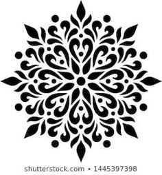 a black and white snowflake on a white background