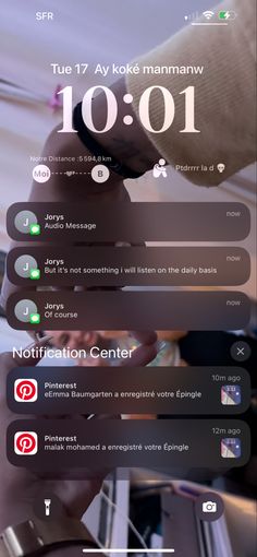 an iphone screen showing the time and notifications for someone on their cell phone,