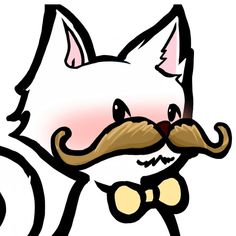 a cartoon cat with a moustache on it's face