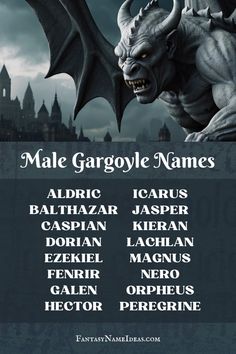 an advertisement for male gargoyle names