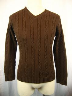 Womens J.Khaki Cotton V-Neck Brown Cable Knit Pullover Casual Sweater sz L--L4 Casual Sweater, Knit Pullover, Casual Sweaters, Casual Pullover, Knitted Pullover, Cable Knit, Cable, V Neck, Best Deals