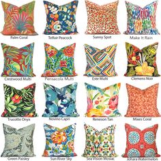 the different types of pillows that are available in various sizes and colors, including blue, green