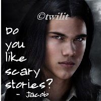 an image of a man with long hair and the caption do you like scary stories?