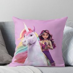 the princess and her unicorn throw pillow