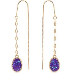 PRICES MAY VARY. STYLISH DESIGN - These minimalist threaded chain drop earrings feature sparkly oval-shaped simulated druzy in a crown bezel setting. They are the perfect pair of long pull-through earrings for everyday or wedding bride, bridal, or bridesmaid look. The boho dangling glitter pendants make a statement with a unique textured appearance. SUPERIOR QUALITY - Every detail has been fine-tuned for maximum quality, longevity, and comfort. Approximate Measurements: Length: 2.75 inch. Acryli Bridesmaid Look, Mint Green Earrings, Geode Stone, Lilac Earrings, Lavender Earrings, Aqua Earrings, Chain Drop Earrings, Long Chain Earrings, Geode Earrings