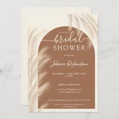 a brown and white bridal shower card