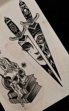 Traditional Dagger Tattoo, Jasmine Tattoo, Arte Hippy, Traditional Tattoo Inspiration, American Traditional Tattoo Ideas, Traditional Tattoo Ideas, Flash Tattoo Designs, Collage Book