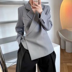 LOVEMI - Mooirue Spring Elegant Women Blazer Long Sleeve Hidden Khaki Blazer, Grey Suit Jacket, Elegant Blazers, Women Blazer, Professional Wear, Tailored Blazer, Long Sleeve Blazers, Casual Blazer, Black Khakis