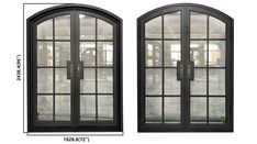 an image of two arched windows with sidelights on each one and the other side