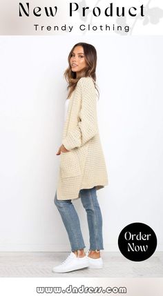 Beige Long Line Open Front Knitted Cardigan with Pockets Beige Long Sleeve Soft Knit Cardigan, Cream Long Sleeve Soft Knit Cardigan, Beige Knit Cardigan With Pockets, Cream Soft Knit Long Sleeve Cardigan, Beige Knitted Long Sleeve Cardigan, Beige Open Knit Cardigan, Open Front Textured Knit Cardigan, Cream Open Front Cardigan For Fall, Cream Long-sleeve Knit Cardigan