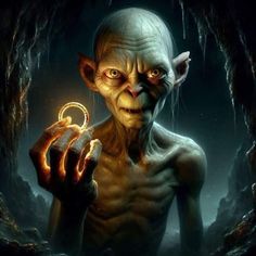 an image of a troll holding a ring in his hand and looking at the camera