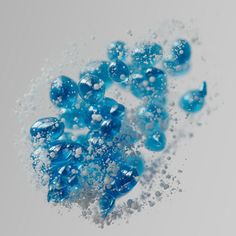 blue and white bubbles floating on top of each other