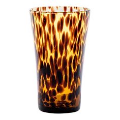 an animal print glass is shown against a white background