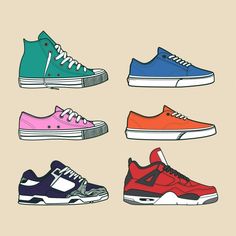 Sneakers Vector, Sneaker Illustration, Bad Boy Outfits, Easy Drawing Ideas For Beginners, Shoes Vector, Sneakers Illustration, Sneakers Drawing, Sneakers Outfit Men