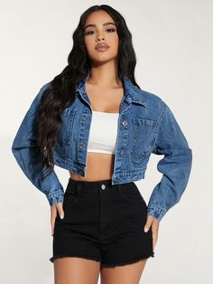 Jeans Coat Outfit Jackets, Cropped Jean Jacket Outfit, Jeans Jackets For Women, Jeans Jacket Outfit, Cropped Denim Jacket Outfit, Jean Jacket Outfit, Jean Jacket Cropped, Simple Jacket, Crop Denim Jacket