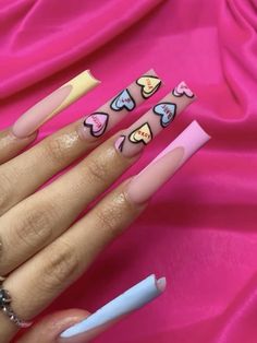 Orange Valentine Nails, Sick Nail Designs, Valentine Acrylic Nail Designs, Anti Love Nails, Valentines Day Nails Long, Easter Nail Ideas, Nail Art Designs Valentines, Nail Art Designs Valentines Day, Nail Designs For Beginners