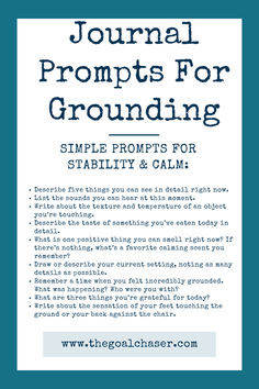 Grounding journal prompts for a technique that can help us connect with the present moment. The main purpose of grounding exercises is to redirect our focus away from overwhelming emotions, anxious thoughts, or distressing memories, and towards the immediate, physical world. By doing this, it can create a sense of stability and calm. Whether you're new to journaling or a seasoned veteran, integrating grounding techniques into your routine can offer a sense of peace and connection to the present. Overwhelming Emotions, Grounding Exercises, Grounding Techniques, Face Mug, The Present Moment, Therapy Tools, Present Moment, Journal Ideas