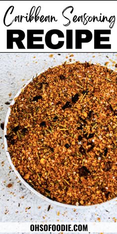 The text reads, Caribbean Seasoning Recipe Caribbean Seasoning Recipe, Caribbean Jerk Seasoning, Caribbean Seasoning, Rub Seasoning, Blackening Spice Recipe, Spices Recipes, Salad Seasoning Blend, Seasoning Recipe, Jerk Seasoning Recipe