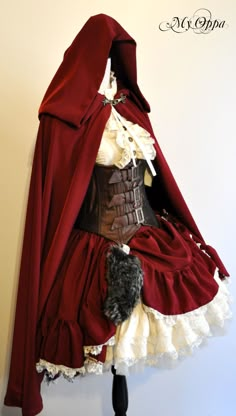 ♥ ♥ My Oppa - Little Red Riding Hood halloween idea Red Riding Hood Costume Diy, Little Red Riding Hood Halloween, Steampunk Couture, Red Riding Hood Costume, Steampunk Dress, Fest Outfits, Diy Kostüm, Red Cape, Old Fashion Dresses