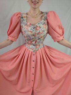 Hi My Friends If you feel boring so visit my website for entertaining Bavarian Dress, Dress With Puffy Sleeves, Floral Cottage, Cottage Core Dress, Dirndl Dress, Flower Print Dress, Puffy Sleeves, Dress Floral