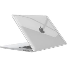 an apple macbook air laptop computer with its lid open and the bottom case partially closed