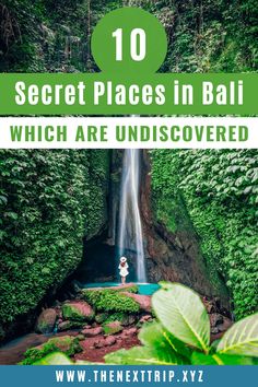 a waterfall in the jungle with text overlay reading 10 secret places in bali which are undiscovered