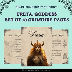 an image of a woman with horns on her head and the words frieva goddess set