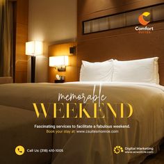 MEMORABLE WEEKENDS Hotel Marketing Design, Hotel Advertisement, Best Rooms, Hotel Ads, Graphic Design Posters Layout, Hotel Marketing, Room Reservation, Real Estate Marketing Design, Hotel Inspiration