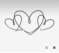 two hearts are drawn on a white background