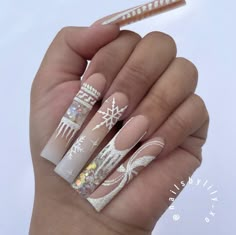 Long Square Nails, Bling Acrylic Nails, Pink Nail