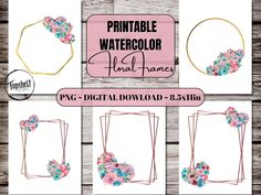 printable watercolor floral frames