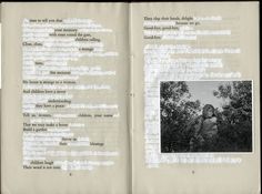 an open book with black and white photos on the pages, in front of a dark background