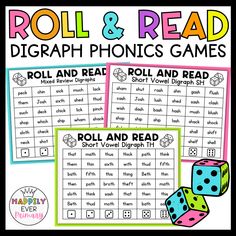 roll and read game with dices on it