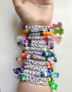 Kandi Bracelet's Random Assortment Edm Kandi Bracelets, Edc Candy Bracelets, Sullivan King Kandi, Kandy Ideas Rave, Rave Kandi Bracelets Sayings, Funny Rave Kandi, Kandy Bracelets Ideas, Festival Candy Bracelets, Funny Words For Bracelets