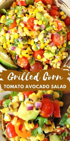 grilled corn and tomato salad with avocado is an easy, healthy side dish