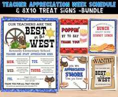 teacher appreciation week schedule and sign bundle