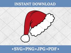 a santa hat with snow on it and the words instant christmas card printables