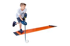 a young boy standing on top of a ski pole