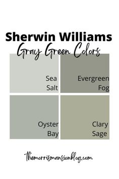 sherwin williams gray green colors: sea salt, evergreen fog, clary sage, oyster bay Every Green Fog Bathroom, Green Gray Paint Colors Master Bedrooms, Green And Gray Paint Scheme, Sherwin Williams Moss Green, Taupe Green Paint Colors, Sherwin Williams Green Paint Colors Most Popular, Grayish Green Paint Colors, Greenish Gray Paint Colors, Best Green Gray Paint Colors