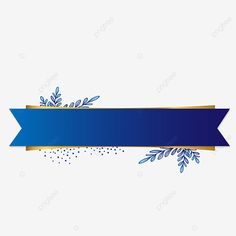 a blue ribbon with gold border and snowflakes on it, christmas, decoration, banner png and psd