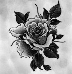 a black and white drawing of a rose