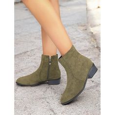 Category:Boots; Upper Materials:Faux Suede; Season:Fall,Winter; Heel Type:Low Heel; Gender:Women's; Toe Shape:Round Toe; Type:Booties Ankle Boots; Style:Classic,Casual,Minimalism; Outsole Materials:Rubber; Occasion:Daily; Closure Type:Zipper; Listing Date:10/23/2024; Production mode:Self-produce Womens Fall Shoes, Cheap Ankle Boots, Autumn Shoes Women, Heels Comfortable, Boots Style, Vintage Boots, Low Block Heels, Classic Casual, Fall Shoes