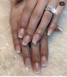 Short Square Wedding Nails, Birthday Nails Coffin Spring, Short Wedding Nails Black Women, Wedding Coffin Nails, Gel Overlay Nails Natural Short French Tip, French Nails On Black Women, Wedding Nails For Bride Black Women, Short Acrylics With Rhinestones, Elegant Nails Classy French Tips