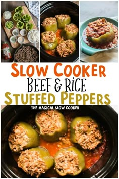 slow cooker beef and rice stuffed peppers