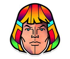 an image of a man with long hair and rainbows on it's head