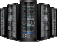 four black servers are stacked on top of each other