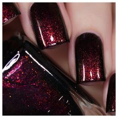 ILNP Lights Out - Rich Black Shimmer Nail Polish | eBay Red Black Sparkle Nails, Black Nail Polish Ideas, Black Shimmer Nails, Black Sparkle Nails, Diy Pedicure, Shimmer Nail Polish, Cute Christmas Nails