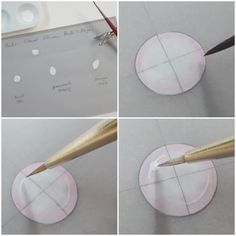 four pictures showing how to make a paper plate