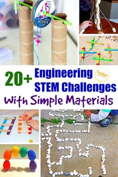 20 Engineering STEM Challenges With Simple Materials Stem Engineering Activities, Simple Stem Activities, Science Experience, Stem Camp, Kindergarten Stem, Elementary Stem Activities, Fun Stem Activities, Easy Stem, Stem Projects For Kids